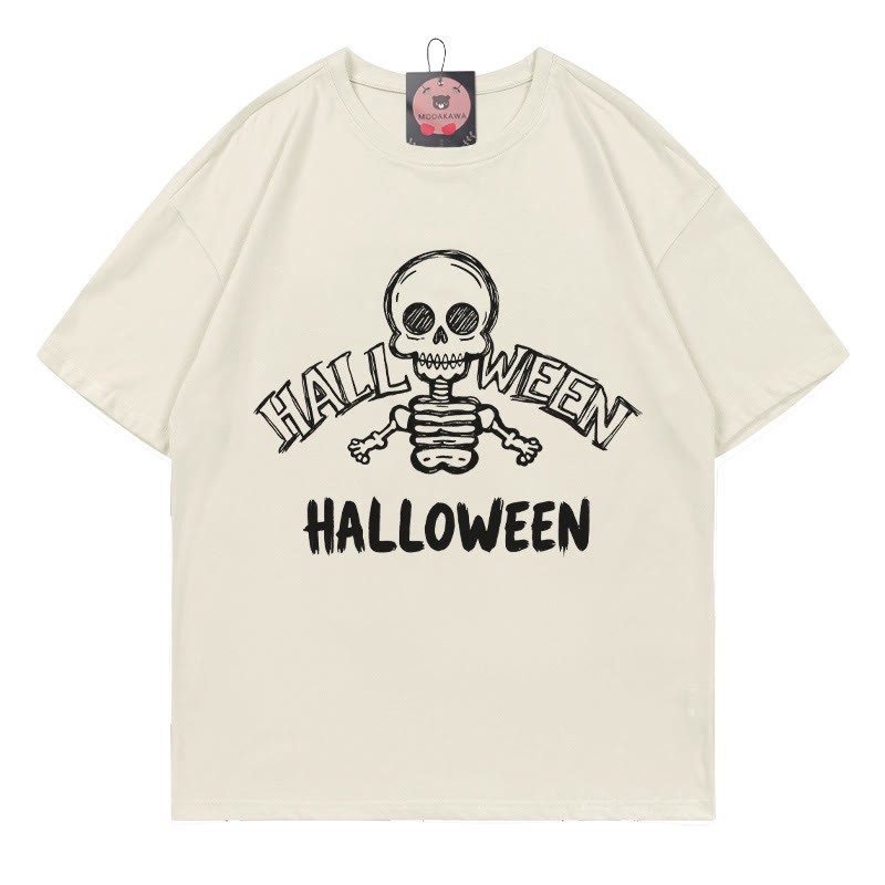 ハロウィン スカルプリントTシャツ - ベージュ - 5XL - image 1