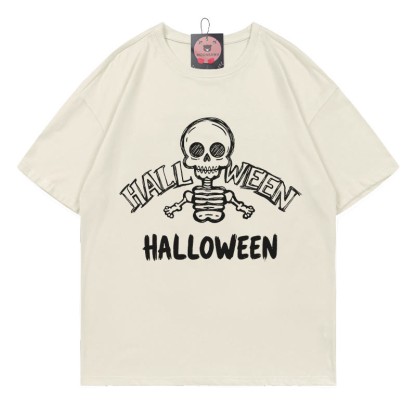 ハロウィン スカルプリントTシャツ - ベージュ - 5XL - image 1