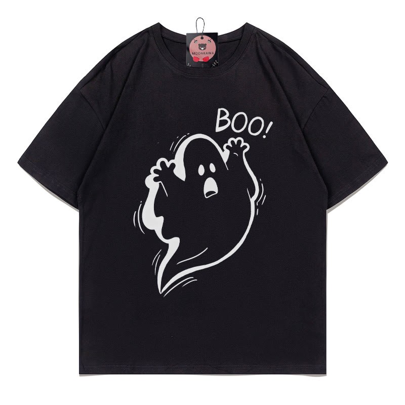 BOOゴーストプリントTシャツ - 黒 - 5XL - image 1