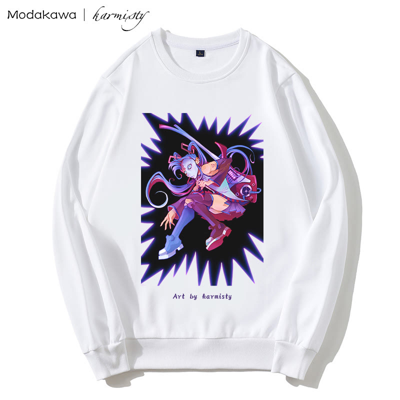 MODAKAWA X karmisty マスクガールプリント ラウンドカラー スウェットシャツ - White - 5XL - image 2