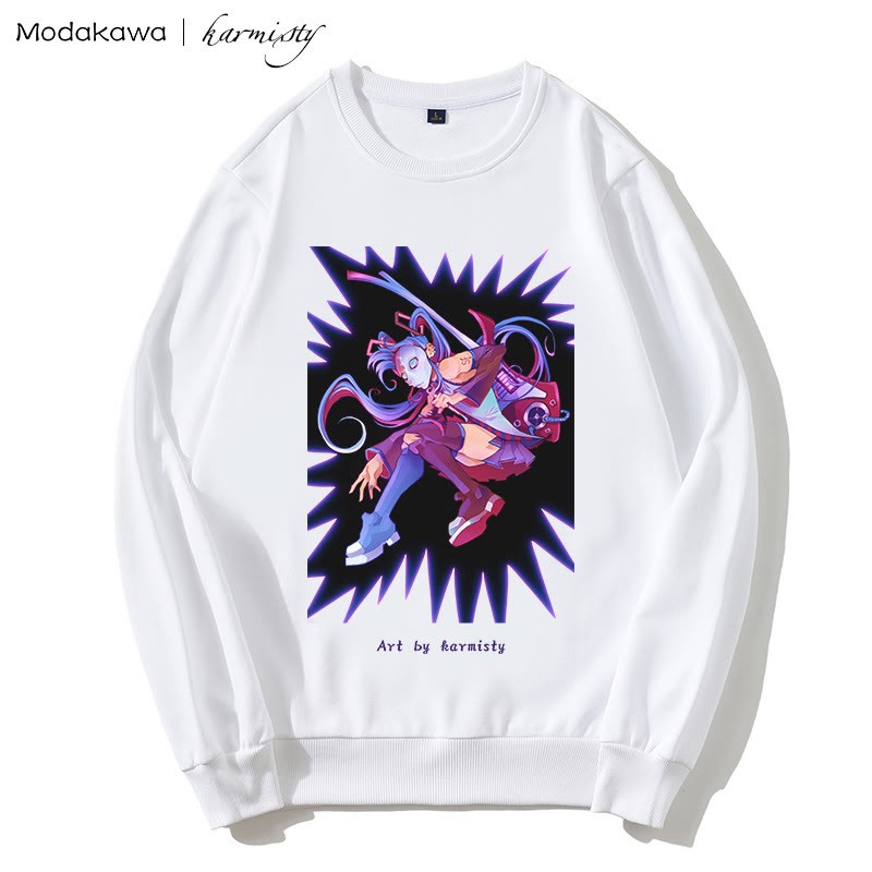 MODAKAWA X karmisty マスクガールプリント ラウンドカラー スウェットシャツ - White - 5XL - image 2
