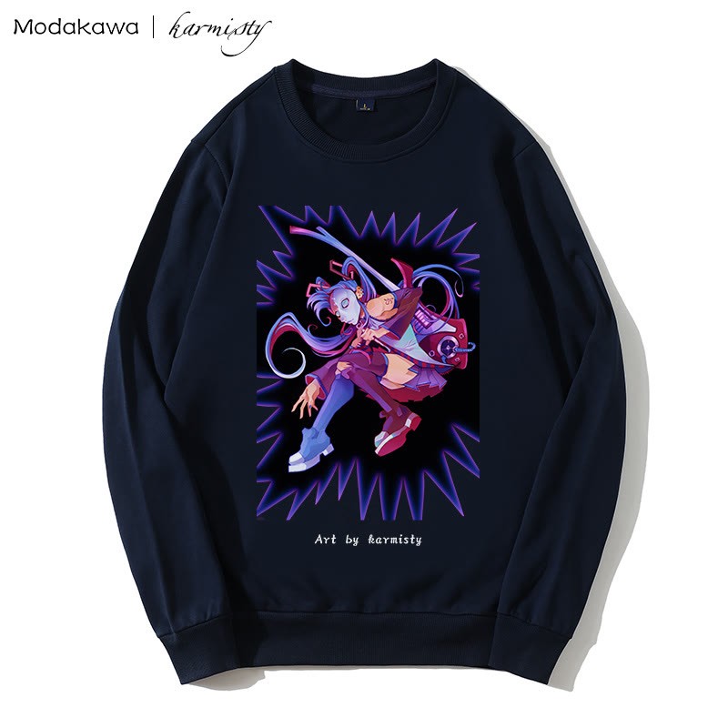 MODAKAWA X karmisty マスクガールプリント ラウンドカラー スウェットシャツ - Black - 5XL - image 1