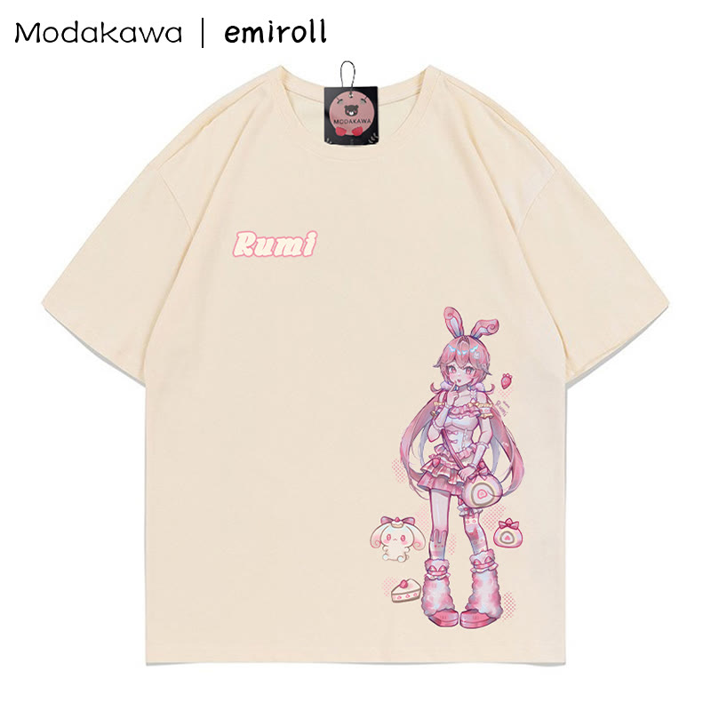 MODAKAWA × emiroll ルミプリントTシャツ - Apricot - 5XL - image 1