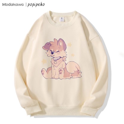 MODAKAWA X popipeko パピープリント ラウンドカラー スウェットシャツ - Apricot - 5XL - image 1