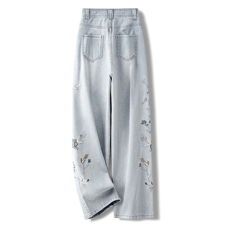 フラワー刺繍カジュアルデニムパンツ - image 4