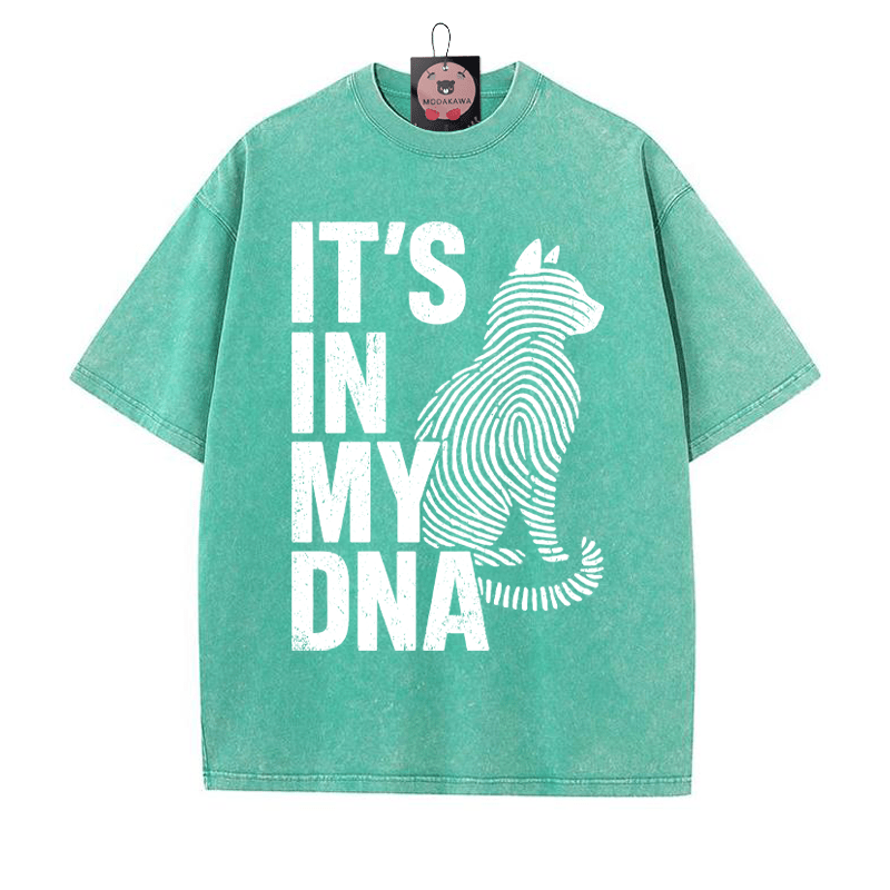 IT'S IN MY DNA 指紋キティプリント ヴィンテージウォッシュTシャツ - 緑 - 5XL - image 3