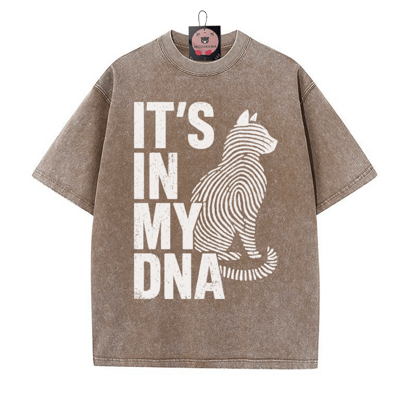 IT'S IN MY DNA 指紋キティプリント ヴィンテージウォッシュTシャツ - 茶色 - 5XL - image 5