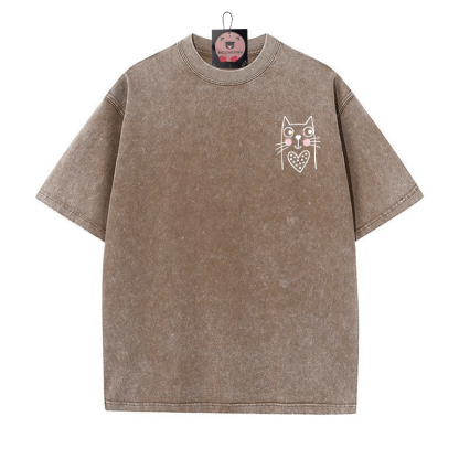 キティプリント ヴィンテージウォッシュTシャツ - 茶色 - 5XL - image 2