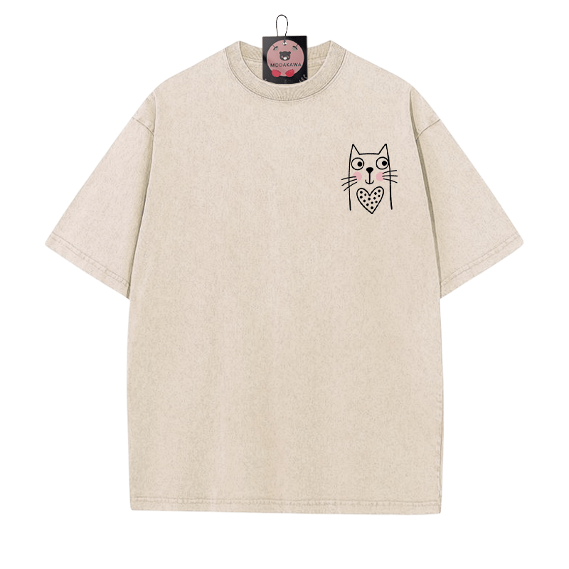 キティプリント ヴィンテージウォッシュTシャツ - アプリコット - 5XL - image 1