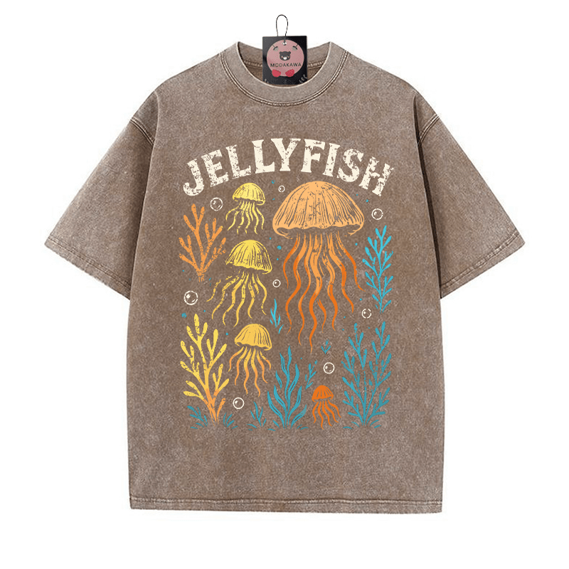JELLYFISH ヴィンテージウォッシュTシャツ - 茶色 - 5XL - image 1