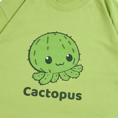 CACTOPUS サボテン タコ プリントModakawaTシャツ - image 2