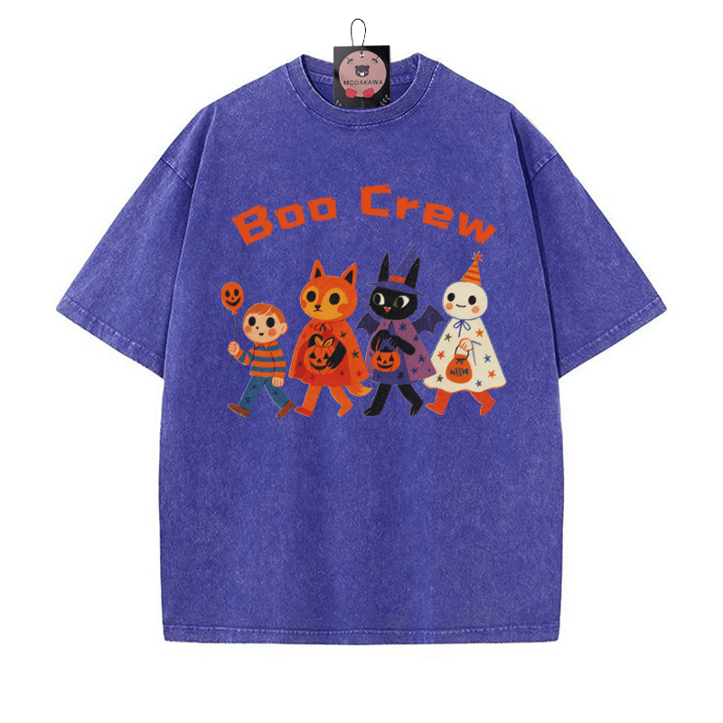 BOO CREW キティ スノーマン ボーイ プリント ヴィンテージ ウォッシュド Tシャツ - 青 - 5XL - image 2