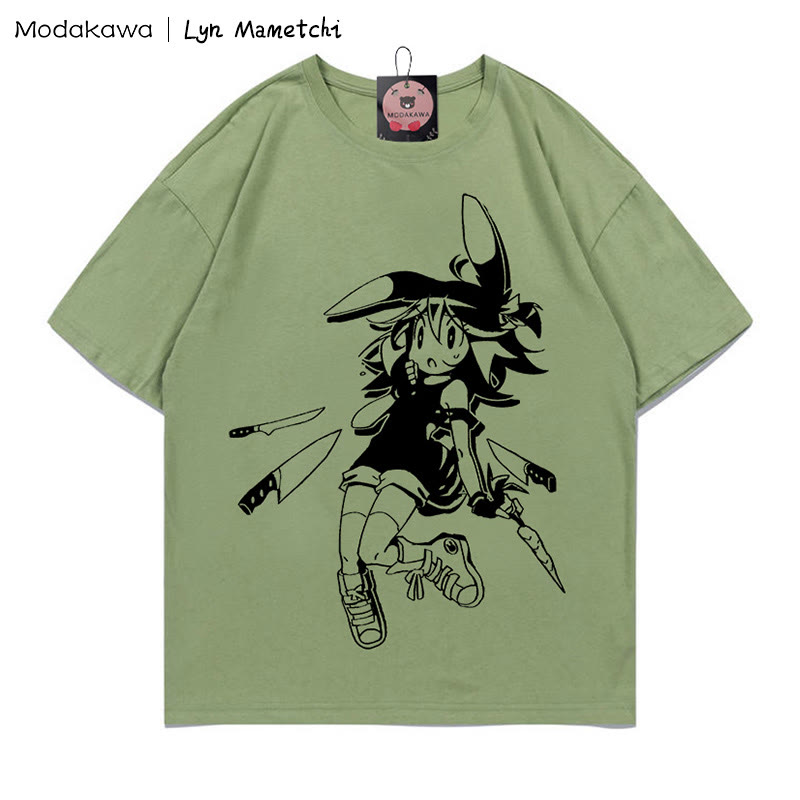 MODAKAWA × Lyn Mametchiナイフフライトゥワードガール プリントTシャツ - 緑 - 5XL - image 1