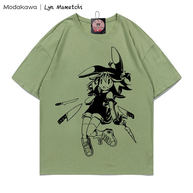MODAKAWA × Lyn Mametchiナイフフライトゥワードガール プリントTシャツ - 緑 - 5XL - image 1