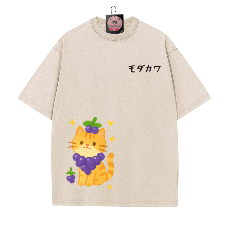 グレープキティプリント MODAKAWA ヴィンテージウォッシュTシャツ - アプリコット - 5XL - image 3