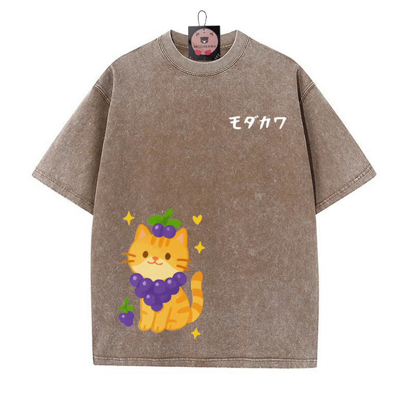 グレープキティプリント MODAKAWA ヴィンテージウォッシュTシャツ - 茶色 - 5XL - image 2