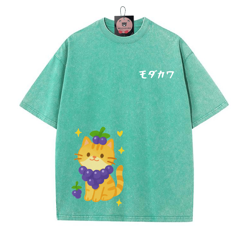 グレープキティプリント MODAKAWA ヴィンテージウォッシュTシャツ - 緑 - 5XL - image 1