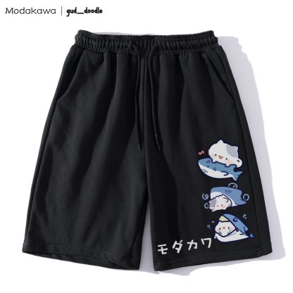 MODAKAWA x gud_doodleキティシャークプリントショートパンツ - 黒 - 5XL - image 1