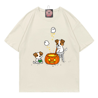 ハウル・オ・ウィーン ブリューパピー パンプキンゴースト グラフィック Tシャツ - ベージュ - 5XL - image 1