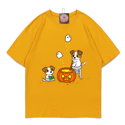 ハウル・オ・ウィーン ブリューパピー パンプキンゴースト グラフィック Tシャツ - 黄色 - 5XL - image 6