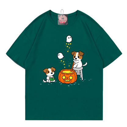 ハウル・オ・ウィーン ブリューパピー パンプキンゴースト グラフィック Tシャツ - オリーブグリーン - 5XL - image 5