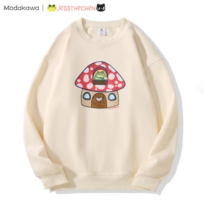 MODAKAWA X jessthechen キノコハウスのカエル グラフィック スウェットシャツ - Light Beige - 5XL - image 3