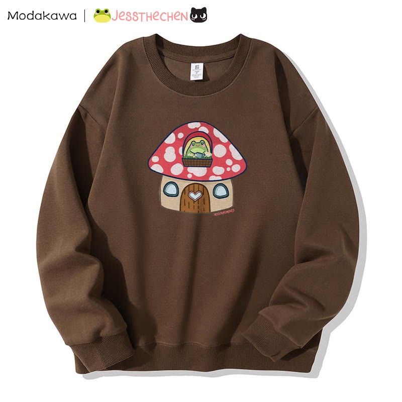 MODAKAWA X jessthechen キノコハウスのカエル グラフィック スウェットシャツ - Brown - 5XL - image 1