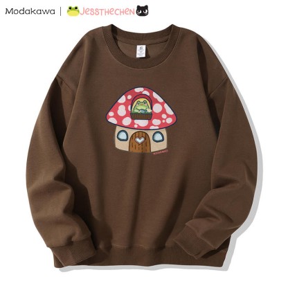 MODAKAWA X jessthechen キノコハウスのカエル グラフィック スウェットシャツ - Brown - 5XL - image 1