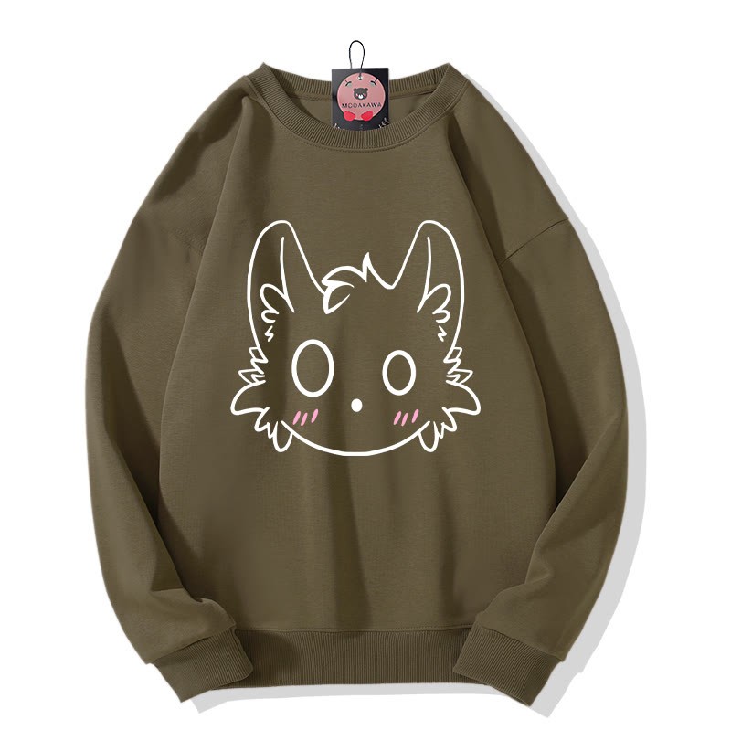 リトルモンスタープリント ラウンドカラー スウェットシャツ - Dark Khaki - 5XL - image 4
