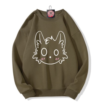リトルモンスタープリント ラウンドカラー スウェットシャツ - Dark Khaki - 5XL - image 4