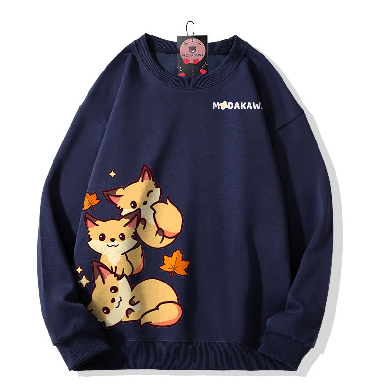 スタックドフォックスグラフィックMODAKAWAスウェットシャツ - Purplish Blue - 5XL - image 2
