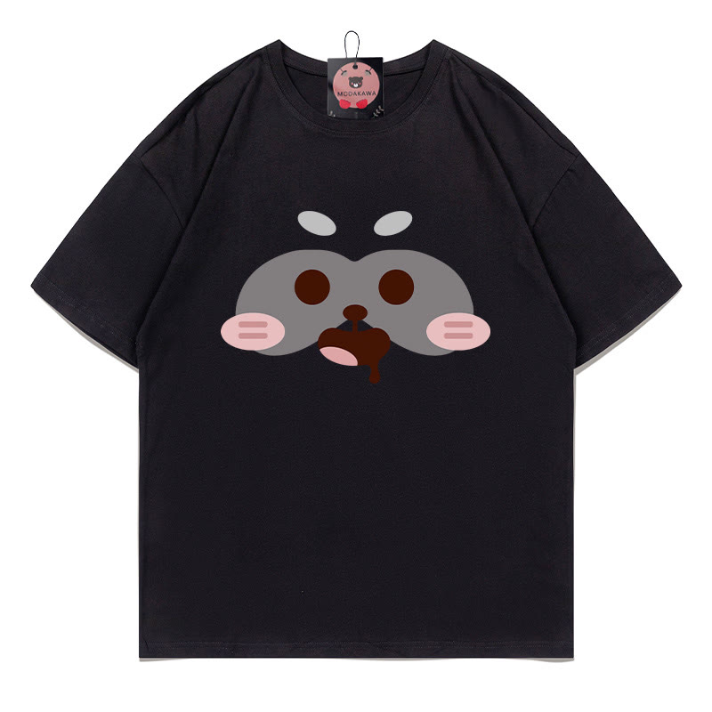 レッサーパンダプリントTシャツ - Black - 5XL - image 1