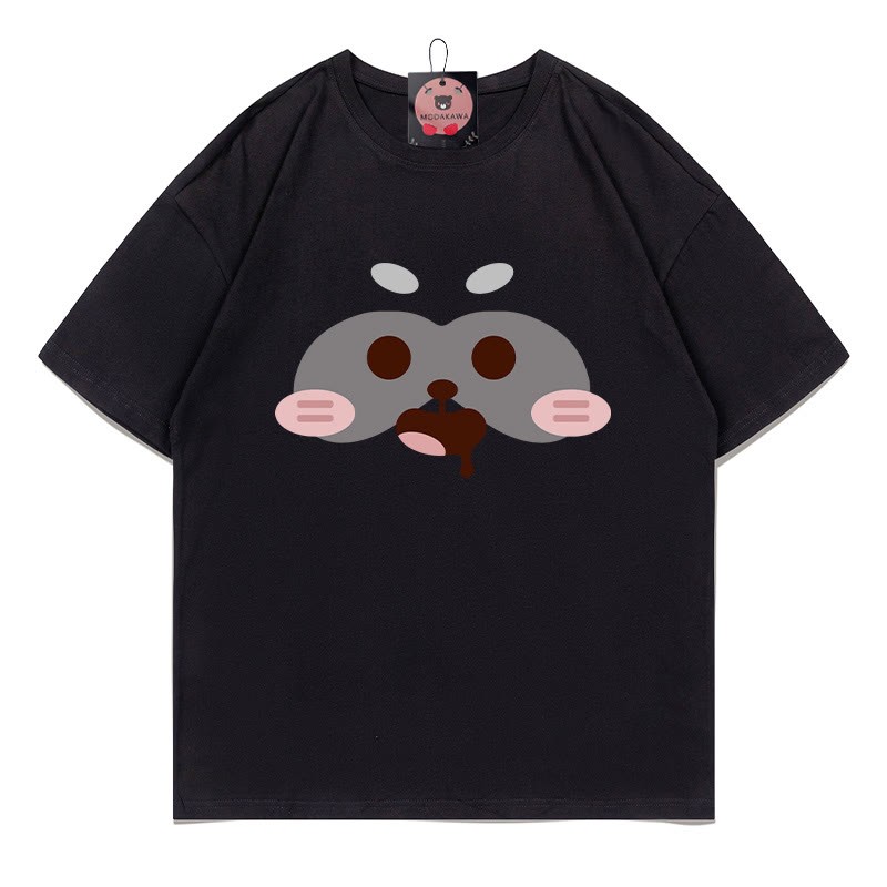 レッサーパンダプリントTシャツ - Black - 5XL - image 1
