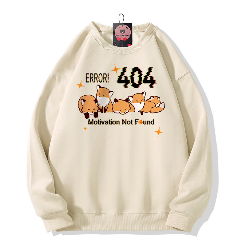 ERROR 404 MOTIVATION NOT FOUNDん フォックスプリント ラウンドカラー スウェットシャツ - Apricot - 5XL - image 1