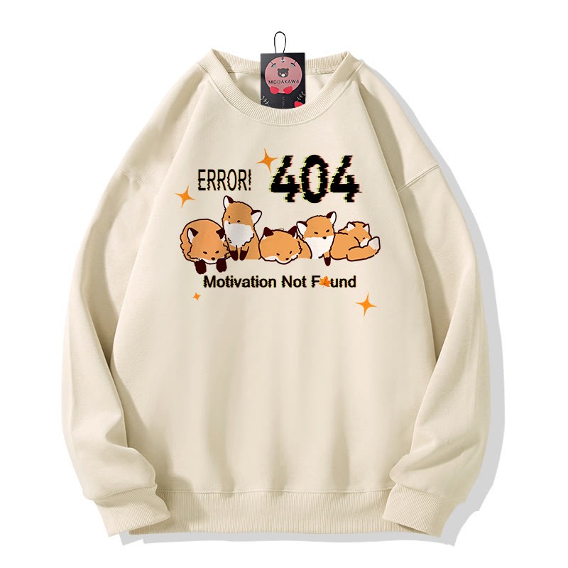 ERROR 404 MOTIVATION NOT FOUNDん フォックスプリント ラウンドカラー スウェットシャツ - Apricot - 5XL - image 1
