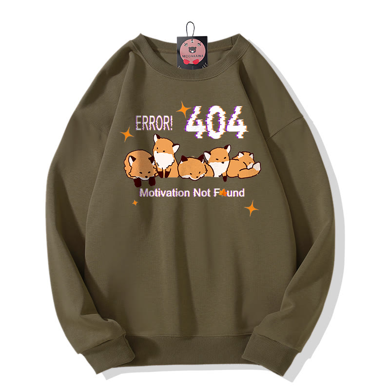 ERROR 404 MOTIVATION NOT FOUNDん フォックスプリント ラウンドカラー スウェットシャツ - Khaki - 5XL - image 5