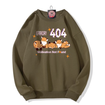 ERROR 404 MOTIVATION NOT FOUNDん フォックスプリント ラウンドカラー スウェットシャツ - Khaki - 5XL - image 5
