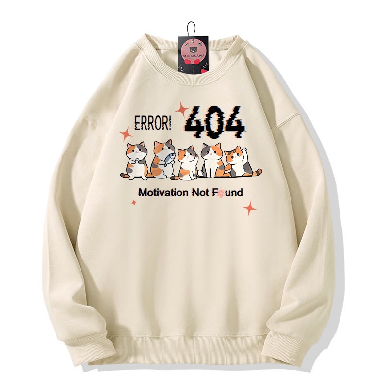 ERROR 404 MOTIVATION NOT FOUNDん キティプリント ラウンドカラー スウェットシャツ - Apricot - 5XL - image 2