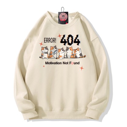 ERROR 404 MOTIVATION NOT FOUNDん キティプリント ラウンドカラー スウェットシャツ - Apricot - 5XL - image 2