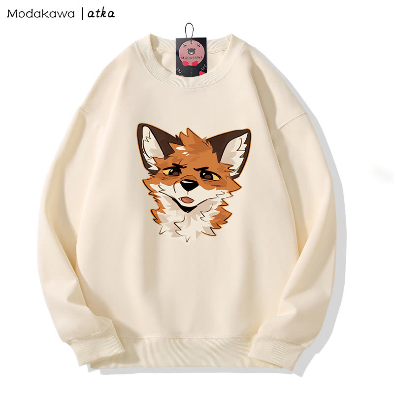 MODAKAWA X atka スクインティフォックスグラフィックラウンドカラースウェットシャツ - Beige - 5XL - image 2