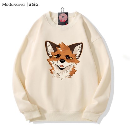 MODAKAWA X atka スクインティフォックスグラフィックラウンドカラースウェットシャツ - Beige - 5XL - image 2