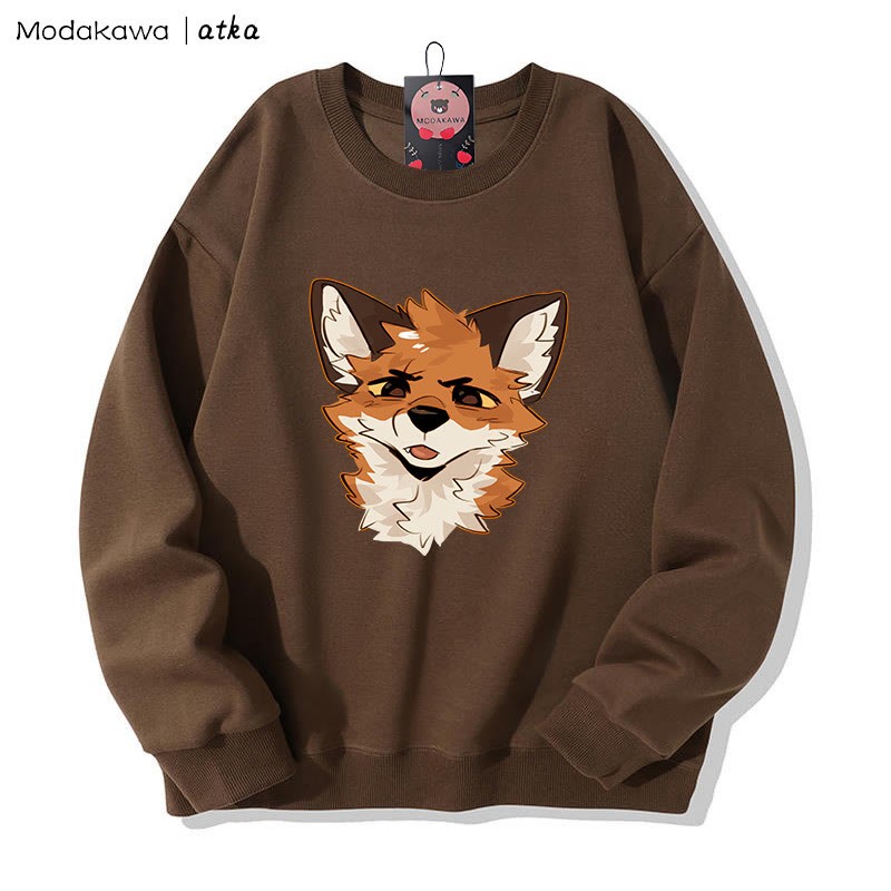 MODAKAWA X atka スクインティフォックスグラフィックラウンドカラースウェットシャツ - Brown - 5XL - image 1