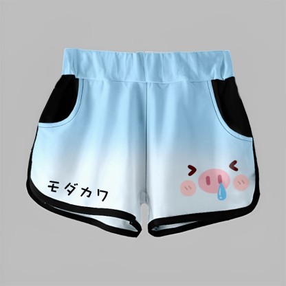 グラデーションスノッティピッググラフィックMODAKAWAショーツ - Blue - 5XL - image 2