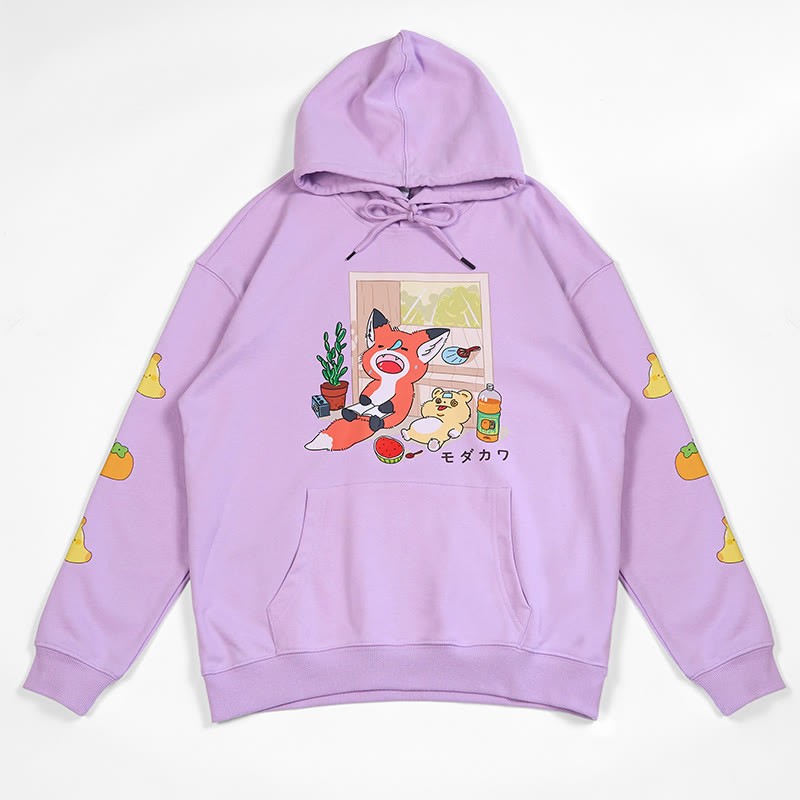 ナッピングアニマルズレタープリントModakawaカワルーズパーカー - Purple - 5XL - image 1