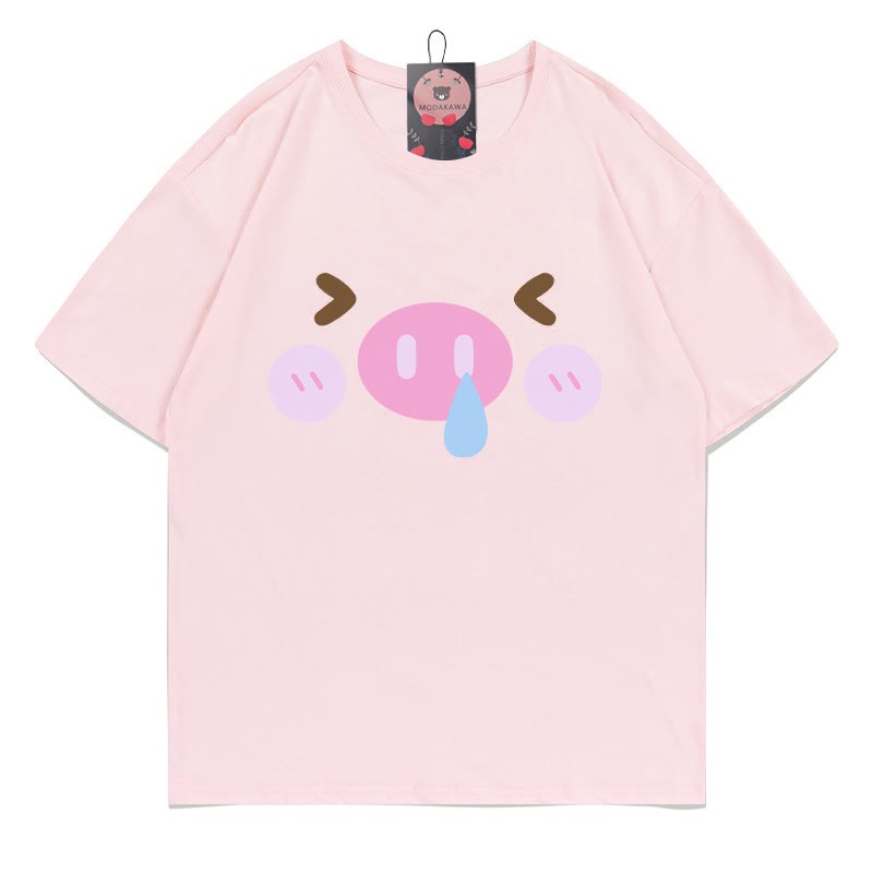 豚プリントTシャツ - Pink - 5XL - image 1