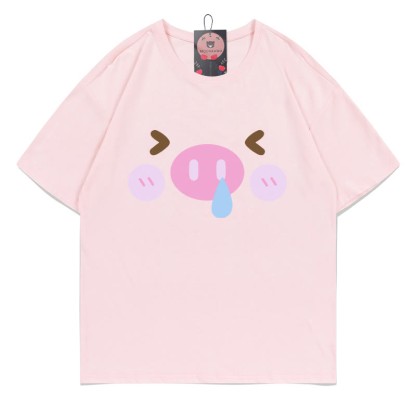 豚プリントTシャツ - Pink - 5XL - image 1