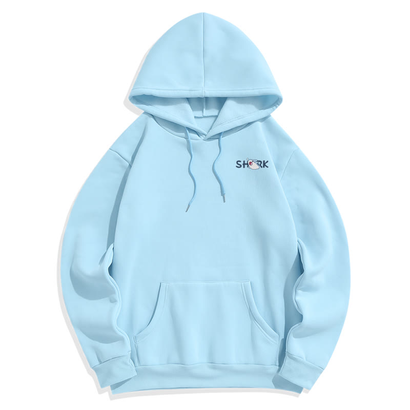 Modakawaシャークプリント ポケット付き プラッシュ パーカー - image 2