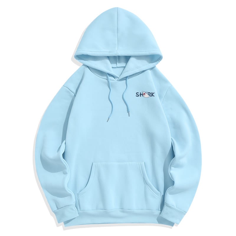 Modakawaシャークプリント ポケット付き プラッシュ パーカー - image 2