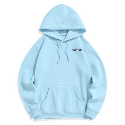 Modakawaシャークプリント ポケット付き プラッシュ パーカー - image 2