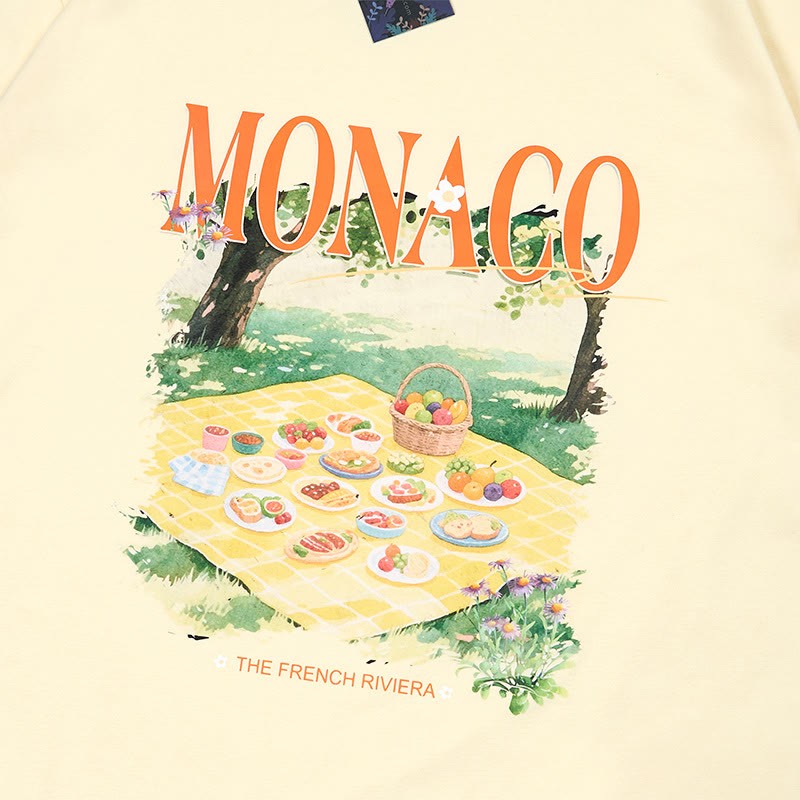 MONACO ピクニックプリント100%綿ModakawaTシャツ - image 2